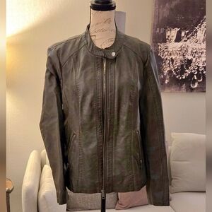 Women's Olive Moto Jacket